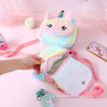 Cute Unicorn Fuzzy Fluffy Fur Plush Cross Body Kids Shoulder Bag